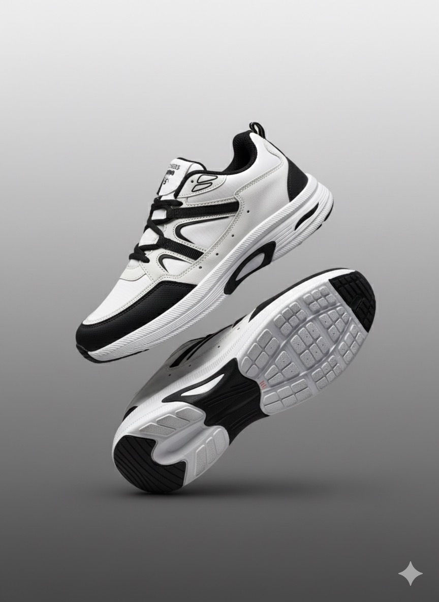 کتانی مردانه اسکیچرز ضدآب سفید مشکی