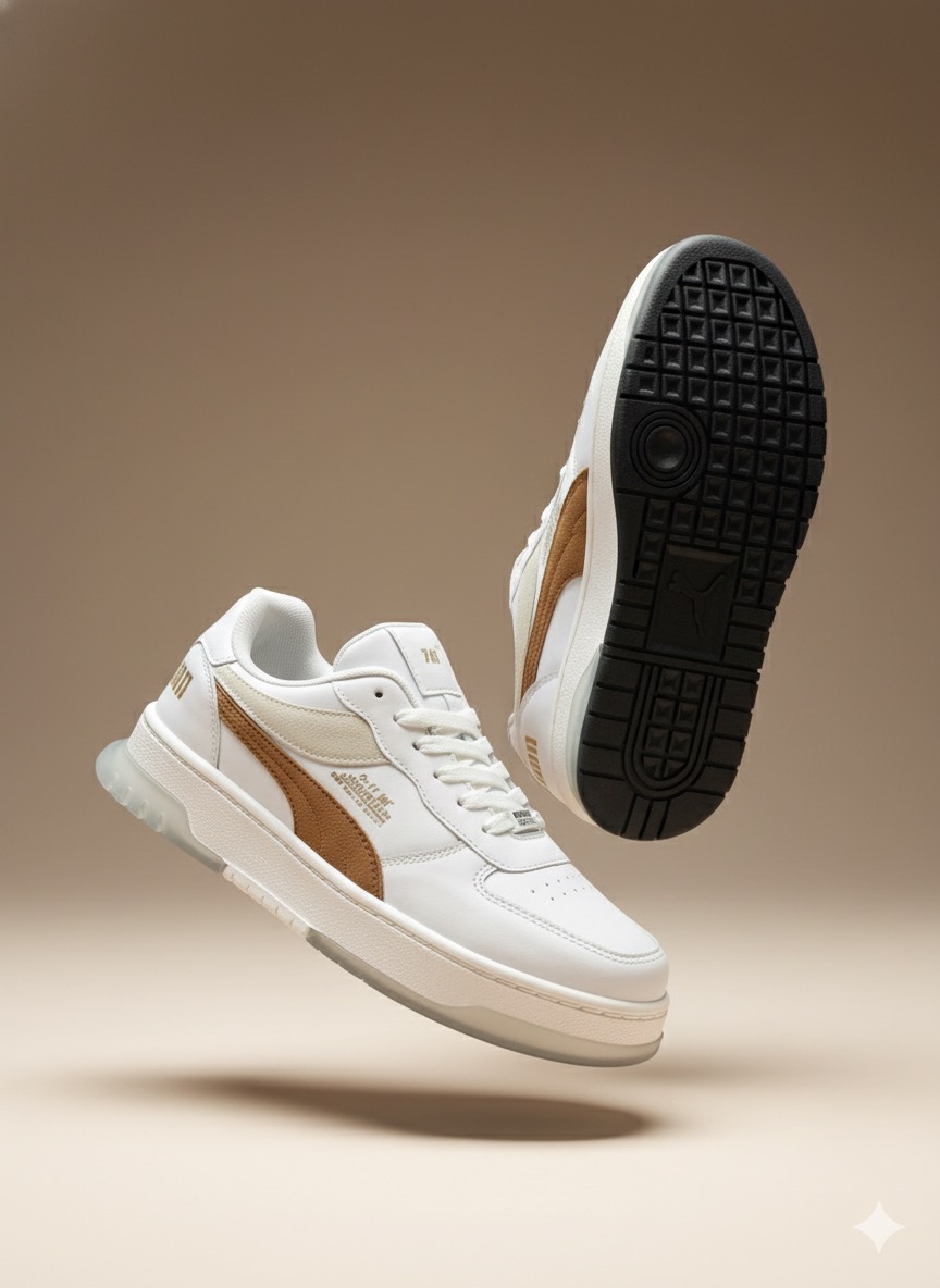 کتانی مردانه مدل ۳۶۱ سفید قهوه‌ای