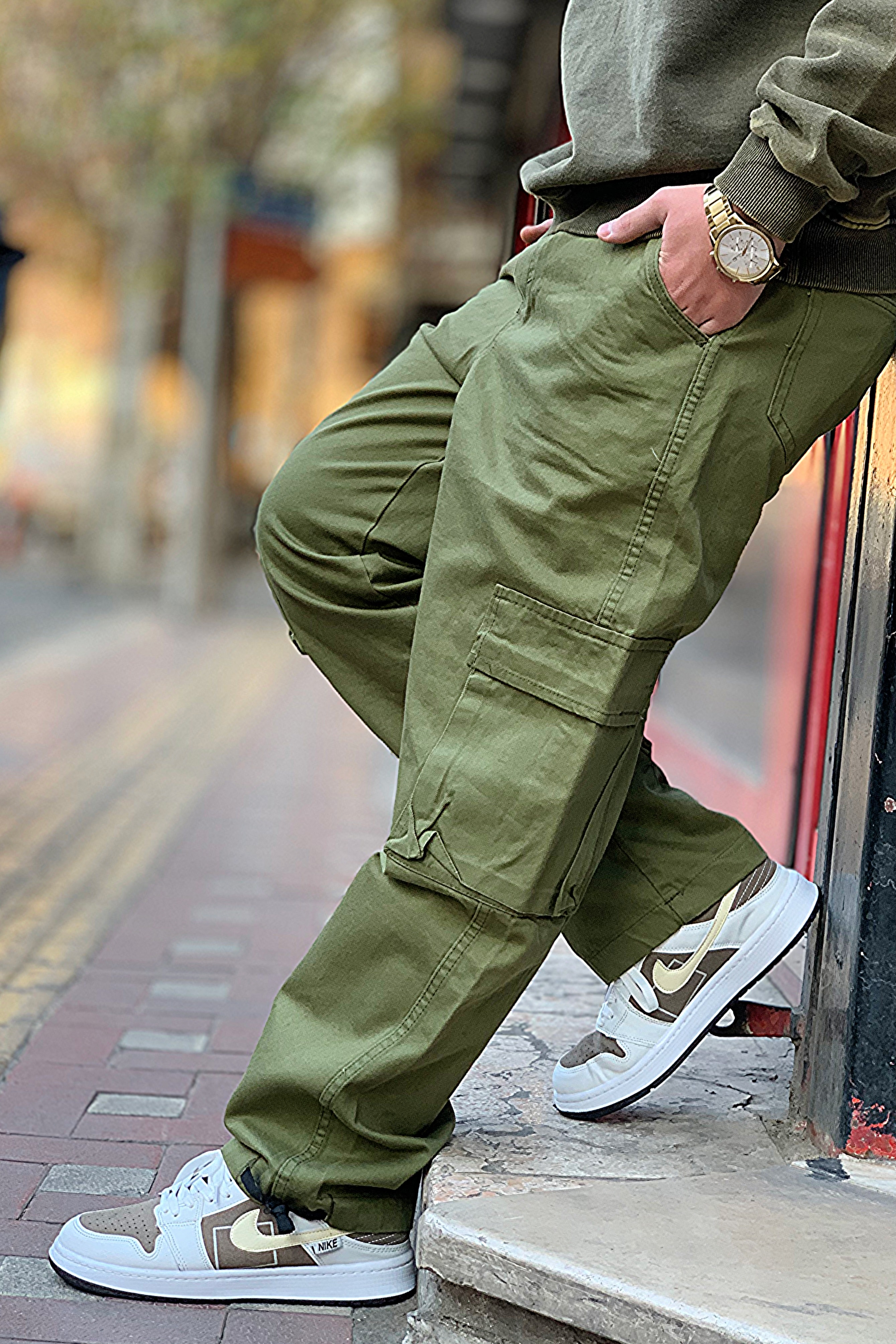 شلوار مردانه کارگو پارچه کتان ضخیم ترک