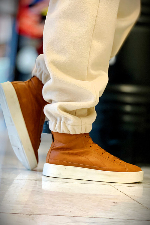 کفش مردانه ساقدار چرم مدل پوما